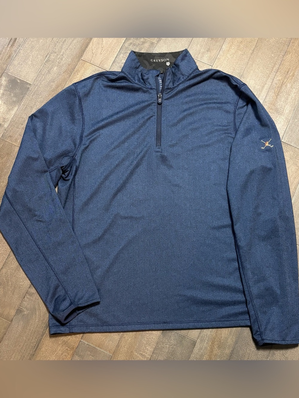 Greyson Golf 1/4 Zip Pullover Mens Medium Blue Herringbone Performance golf
